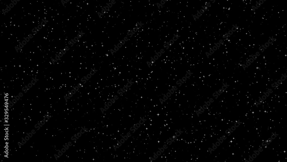 Abstract motion of white stars dots snow on isolated black background of space galaxy for abstract futuristic technology, christmas decoration overlay wallpaper with wave rotation flickering effects
