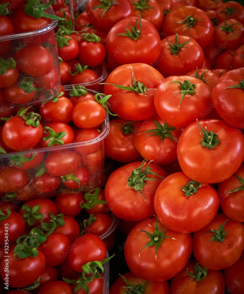 Fresh and organic tomatoes on the local market Fresh and organic tomatoes on the local market