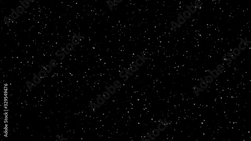 Abstract motion of white stars dots snow on isolated black background of space galaxy for abstract futuristic technology, christmas decoration overlay wallpaper with wave rotation flickering effects