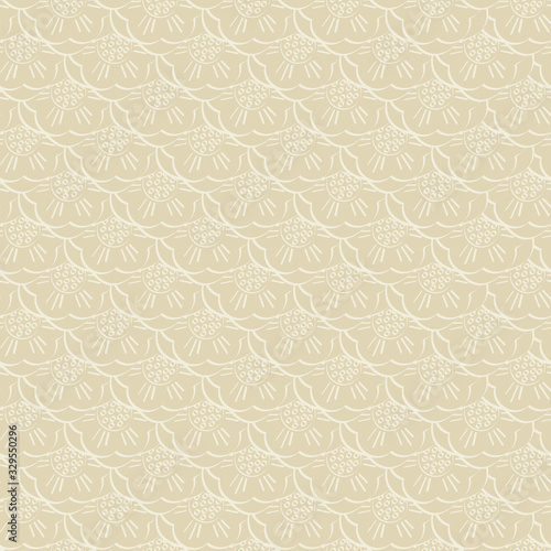 Vector Abstract Overlapping Beige Flowers on Beige Background Seamless Repeat Pattern. Background for textiles, cards, manufacturing, wallpapers, print, gift wrap and scrapbooking.