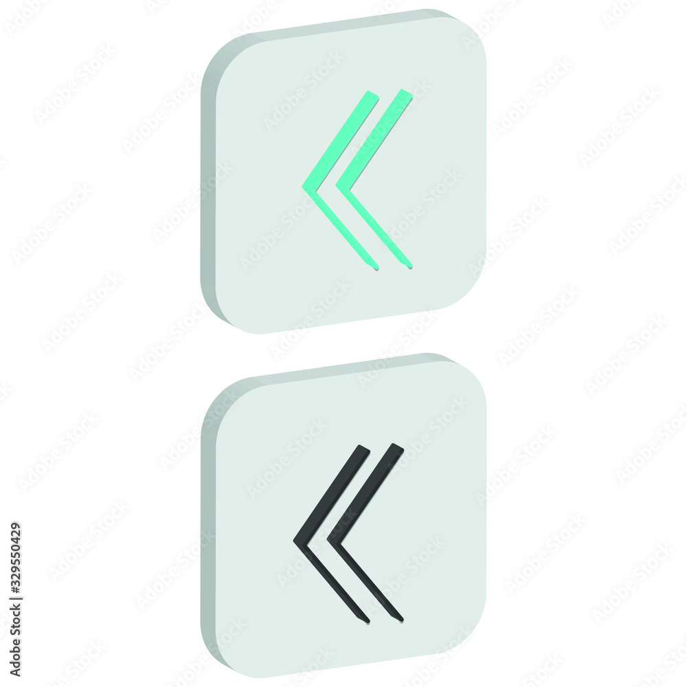 Flat dast leftn mark Icon in isometric style Flat dast leftn mark Icon in isometric style