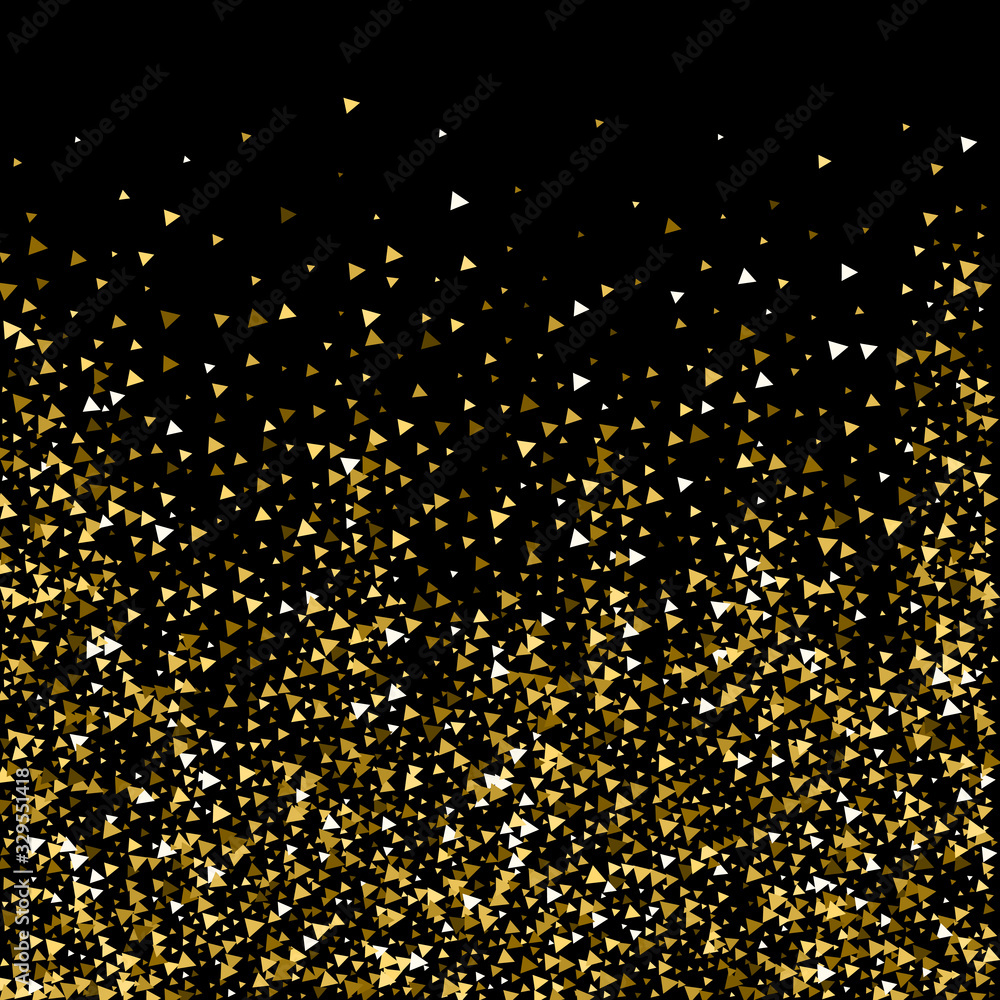 Naklejka premium Gold triangles luxury sparkling confetti. Scattere