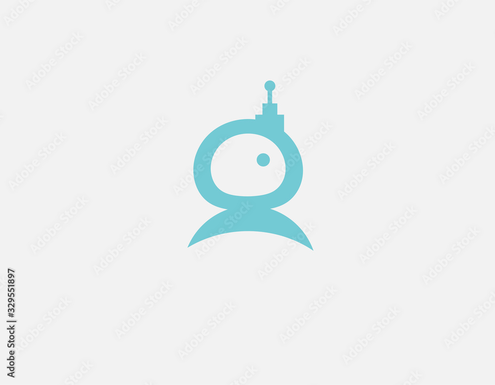 Obraz premium Creative abstraction blue icon logo image of a robot for your company
