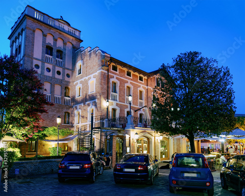 Cityscape with Old building exterior Italian small city
