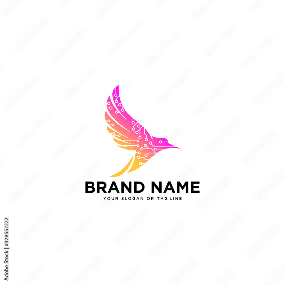 logo design concept bird tech vector logo design concept bird tech vector