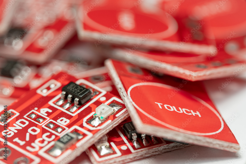 Macro Photo of a pile of Red capacitive touch sensor modules (Arduino ...
