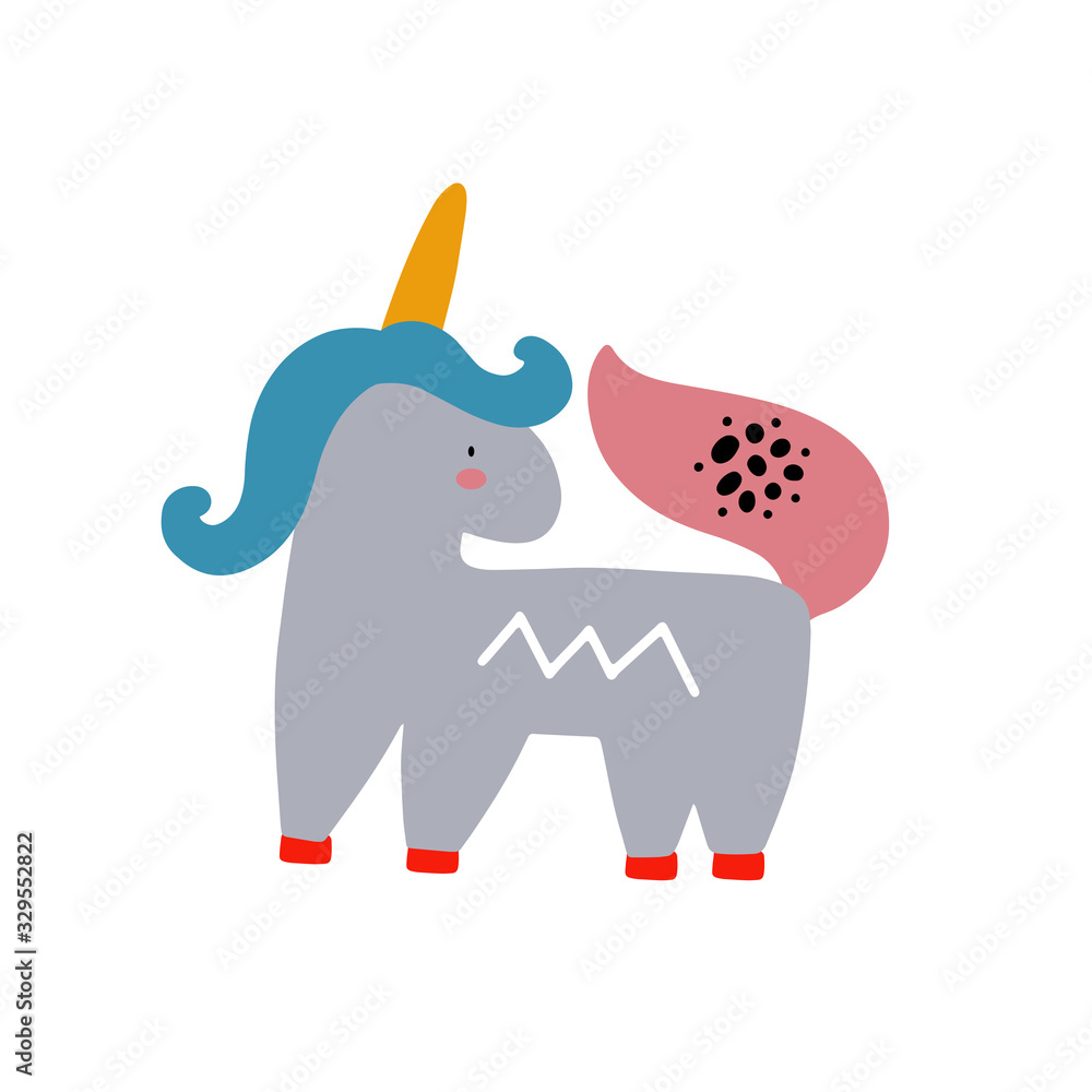 Obraz premium Cute cartoon animal vector illustration. Abstract icon for baby posters, art prints, fashion apparel or stickers.