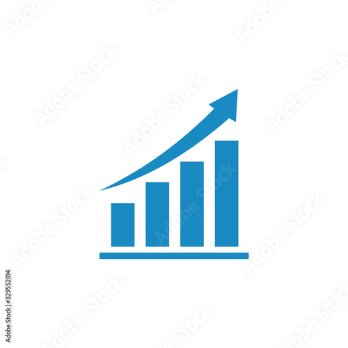 Growing graph vector icon. Growing graph symbol