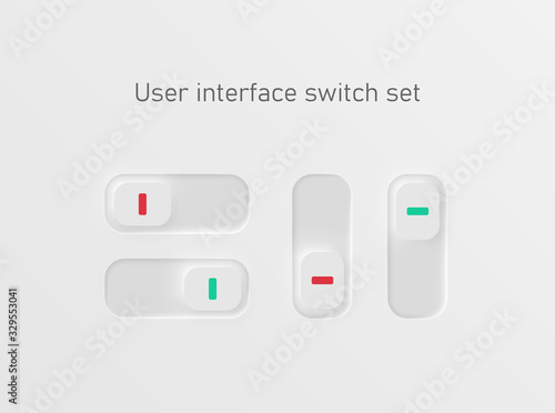 Very high detailed white user interface switches for websites and mobile apps, vector illustration