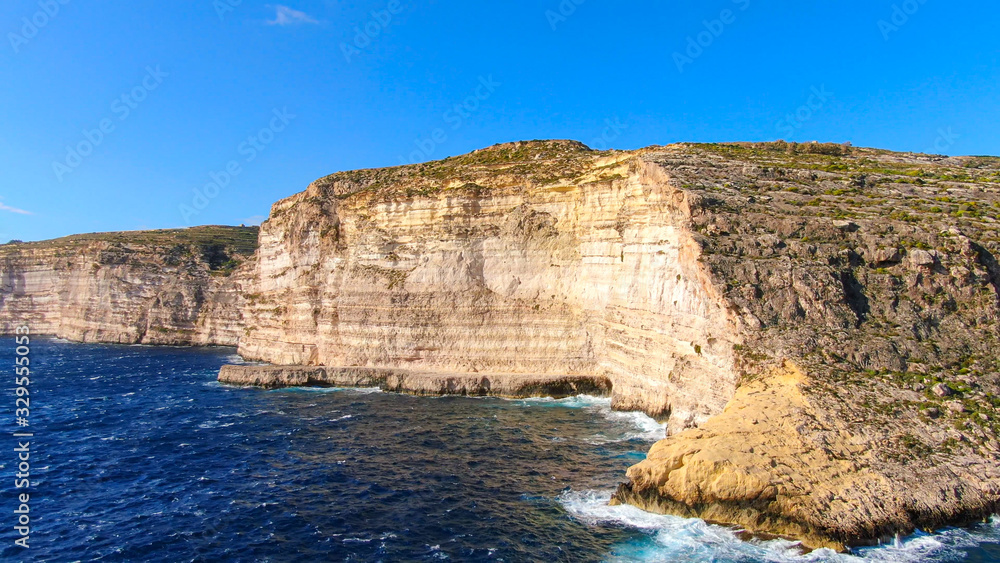 The cliffs of Gozo Malta from above - aerial photography