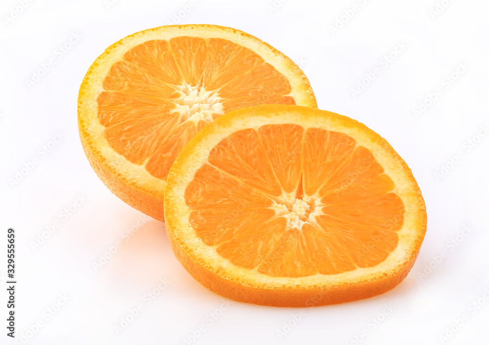 Ripe orange shot on a white background, isolated Ripe orange shot on a white background, isolated