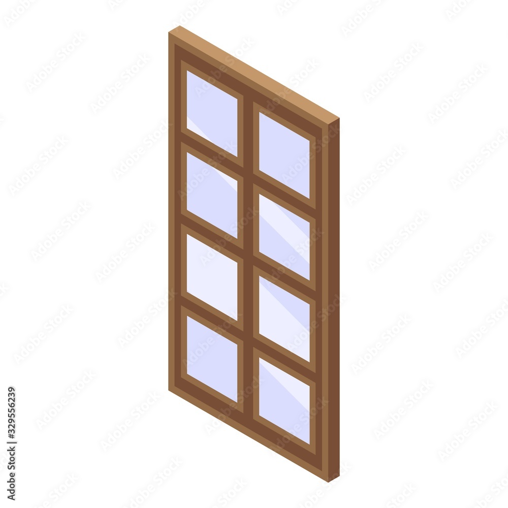 Obraz premium Wood window icon. Isometric of wood window vector icon for web design isolated on white background