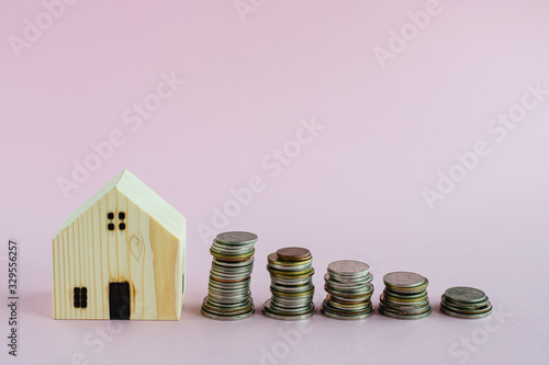 Wooden house model with ste...