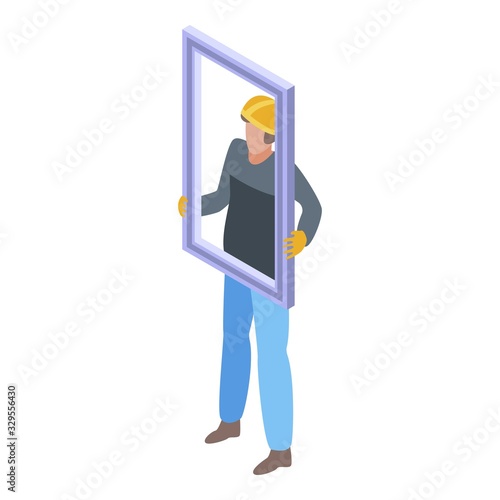 Apartment window installation icon. Isometric of apartment window installation vector icon for web design isolated on white background