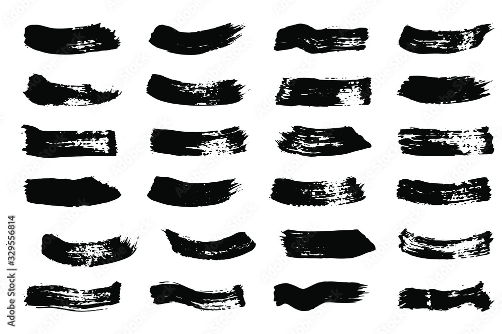 EPS 10 vector. Set of black brushstrokes. Good collection of brushes. 