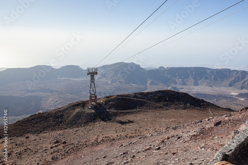 The ropeway to Teide mountain top in Teide national park in Tenerife, Canary Islands, Spain