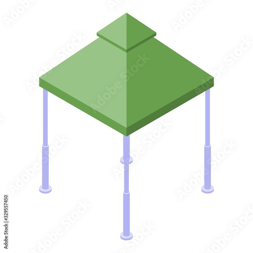 Green gazebo icon. Isometric of green gazebo vector icon for web design isolated on white background