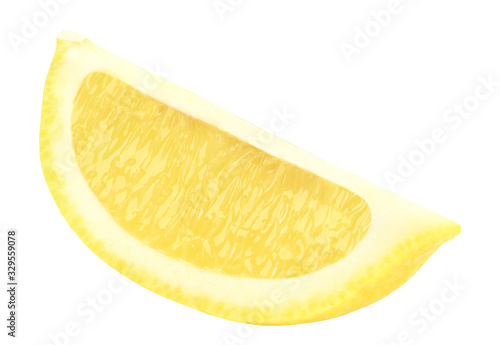 Lemon is a citrus fruit, a quarter cut along isolated on white background with clipping path. Full depth of field.