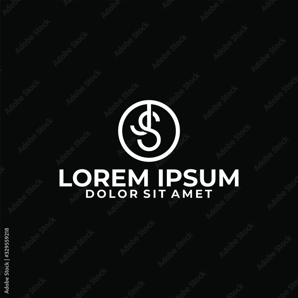 Initial letter JS or SJ logo template with circle overlap font symbol in flat design monogram illustration Initial letter JS or SJ logo template with circle overlap font symbol in flat design monogram illustration
