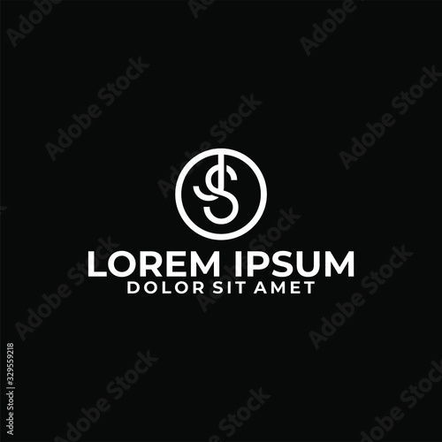 Initial letter JS or SJ logo template with circle overlap font symbol in flat design monogram illustration