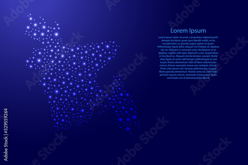 Bangladesh map from blue and glowing space stars abstract concept geometric shape. Vector illustration.