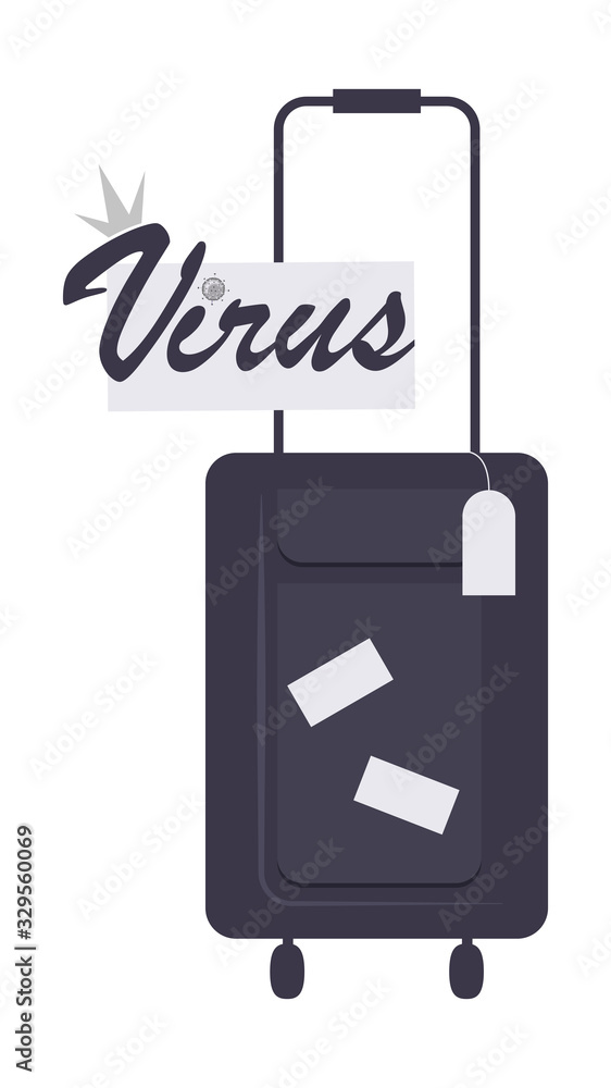Corona Virus. Traveler baggage. Wuhan viral disease, methods for the prevention and spread of viral infections. Vector illustration for poster, infographics, isolated on white background.