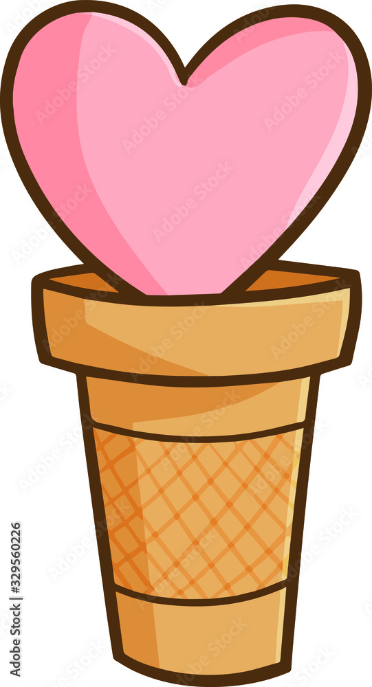 Funny and cute heart on an ice cream cone Funny and cute heart on an ice cream cone
