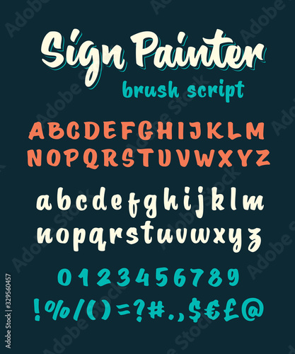Brush script vector alphabet