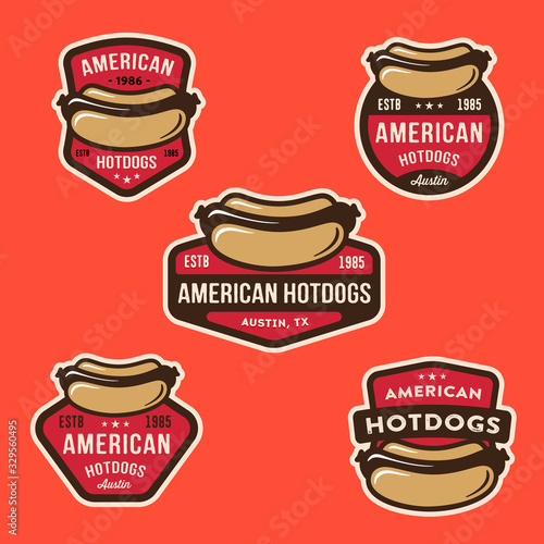 Set of American Hotdog Badges