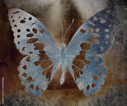 Photography butterfly metal blue