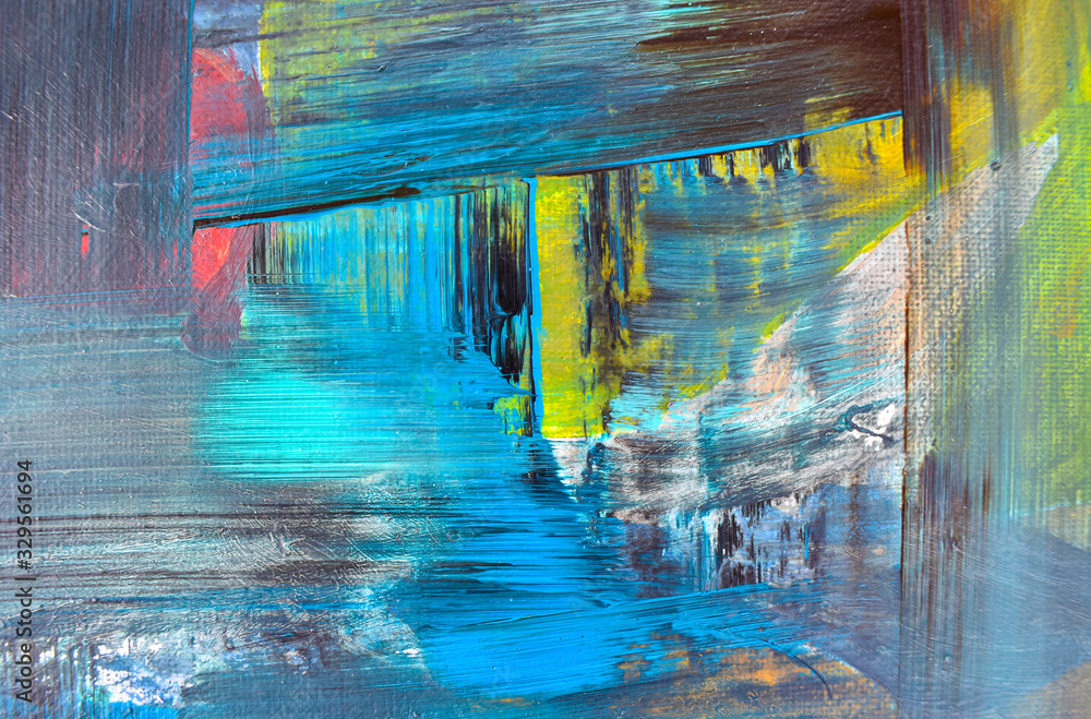 Fototapeta Abstract art, colorful oil paintings on canvas are beautiful, modern art Contemporary art.