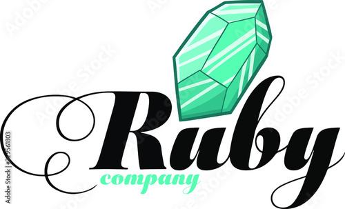 Cute and funny logo for green ruby store or company