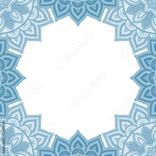 Abstract floral decorative frame for greeting card or invitation in ethnic style