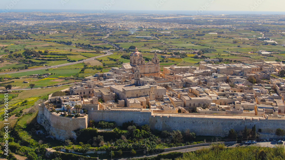 Obraz premium Mdina - the former capital city of Malta from above - aerial photography