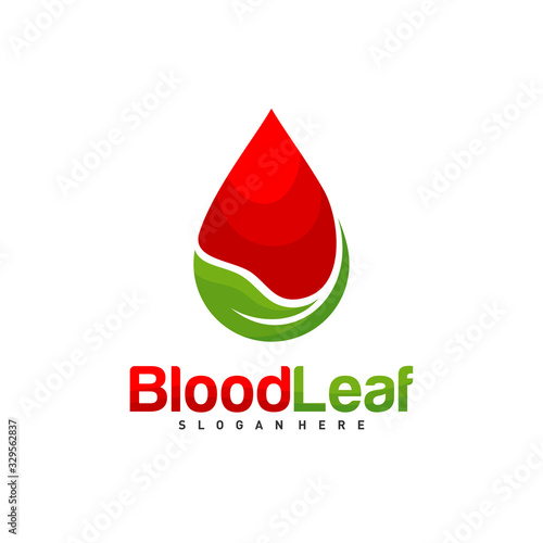 Blood Leaf logo template vector, Nature Droplet Blood logo design concept