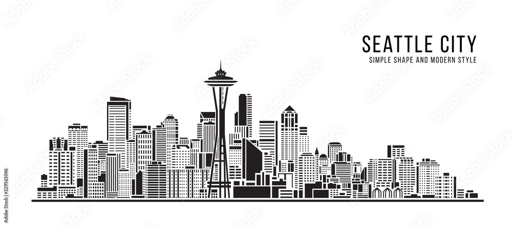 Cityscape Building Abstract Simple shape and modern style art Vector design - seattle city