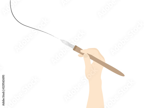 漫画のペンを使うイラスト