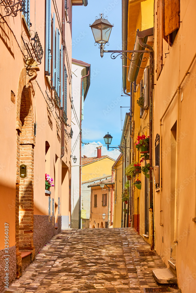 Fototapeta premium Street in Santarcangelo di Romagna town