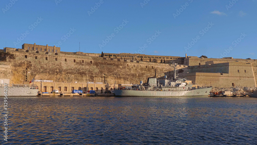 War ship in the harbour of Valletta - travel photography