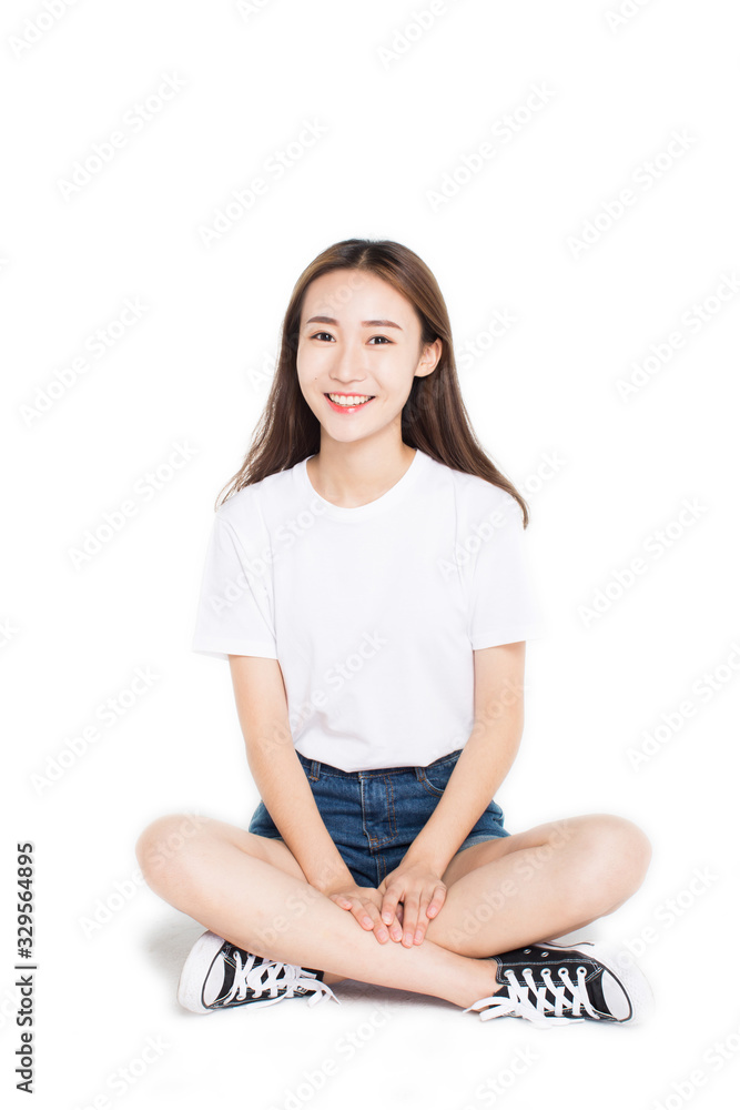 woman over white background woman over white background