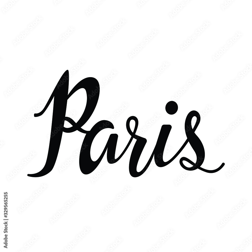 Paris text in brush style silhouette Paris text in brush style silhouette