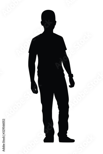 Young man silhouette vector, people