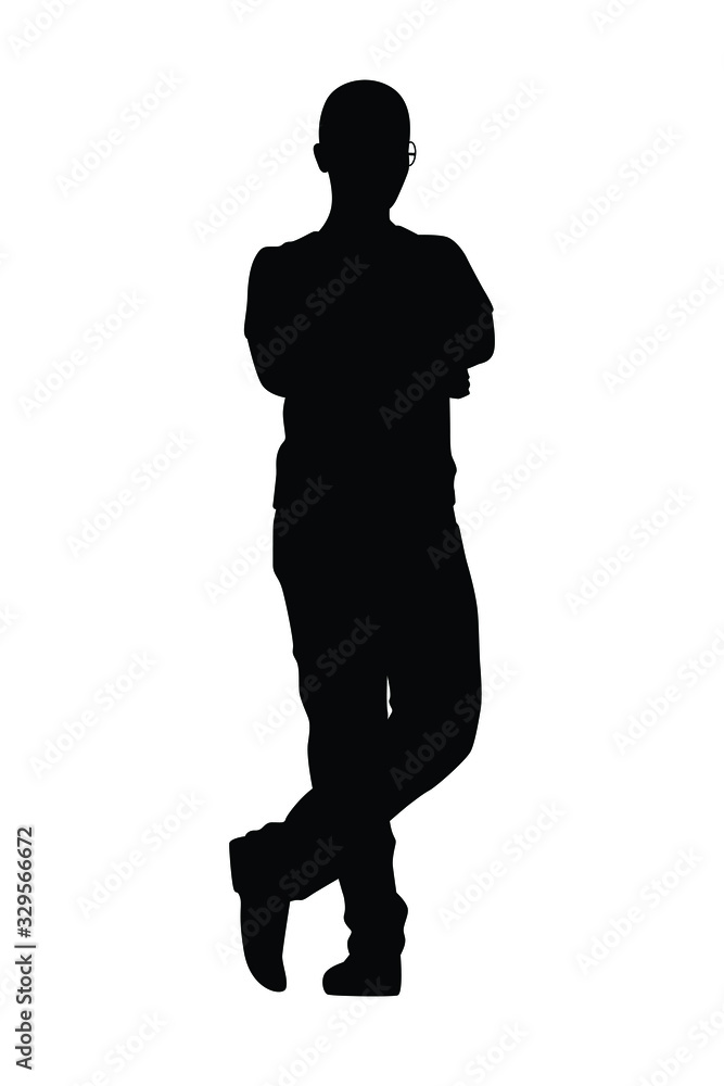 Young man silhouette vector, people