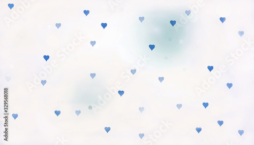 behangontwerp met witte achtergrond en kleine blauwe hartjes voor babyshower of vaderdag