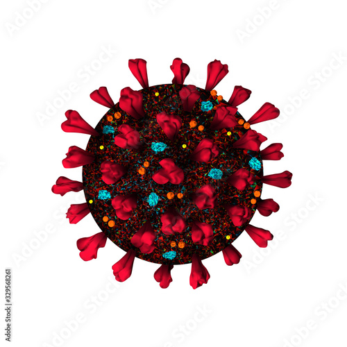 Coronavirus 3d realistic model isolated on white background. Coronavirus cell, wuhan virus disease