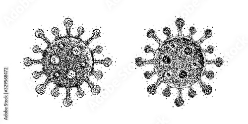Coronavirus bacteria bell sign. Sars-cov-2, 2019-ncov novel coronavirus. Covid-19 disease.