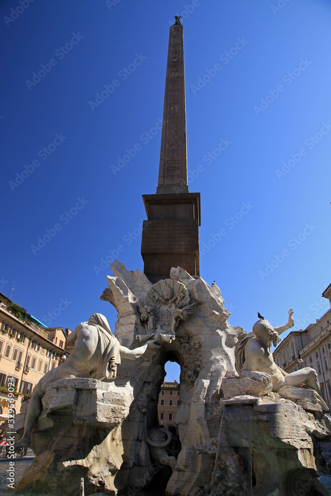 Fontana dei Quattro Fiumi, fountain in the Piazza Navona in Rome, Italy