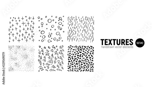 Set of marker and ink patterns. Handdrawn backgrounds. Textures for design and creativity. Set 2