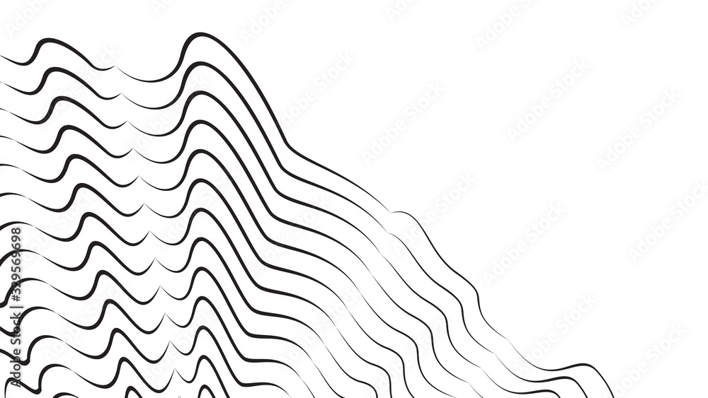 3d Dynamic Forms. Optical Illustration. Graphic Print. Abstract Black Stripes On White. Zebra Effect. Creative Design Element.
