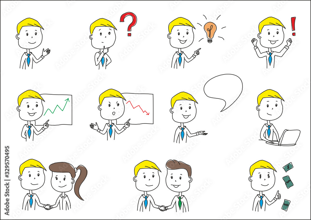 Drawing cartoon character business set Drawing cartoon character business set